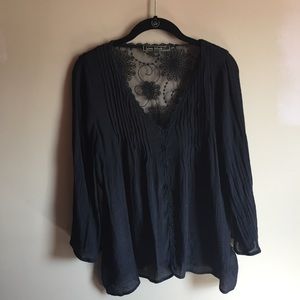 Love Stitch | Black Bohemian Lace Back Top